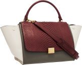 Celine Burgundy Python & Olive Green and Cream Leather Trapeze.Bag.