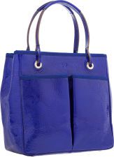 Anya Hindmarch Blue Patent Leather Tote Bag.