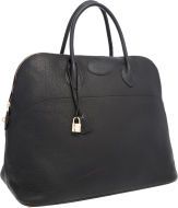 Hermes 45cm Black Clemence Leather Travel Mou Bolide Bag with Gold.Hardware.