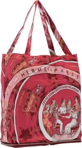 Hermes Rouge H Buffalo Leather & Burgundy Jeu Des Omnibus et.Dames Blaches, by Hugo Grygkar Silky Pop Tote Bag.