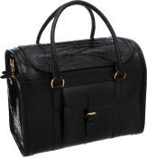 Ralph Lauren Shiny Black Crocodile Dog Carrier Bag.