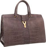 Yves Saint Laurent Matte Gray Alligator Cabas ChYc Bag.
