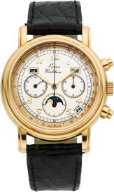 Oscar Waldan (Zenith 3019) Rare 18k Gold Automatic Chronograph.Triple Calendar Moonphase....