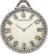 Paul Ditisheim Platinum & Diamond Pocket Watch, circa 1920....