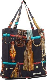 Hermes Black Vache Liegee Leather & Passementerie, by.Francoise Heron Silky Pop Tote Bag.