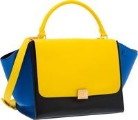 Celine Yellow, Black & Blue Leather Trapeze Bag.