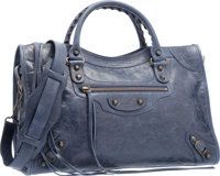 Balenciaga Royal Blue Lambskin Leather Classic City Bag..Excellent Condition. 15 Width x 9.5 Height x 5.5.Depth....