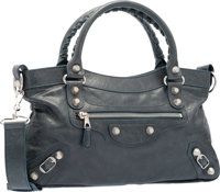 Balenciaga Menthe Green Lambskin Leather Silver First Bag. Very.Good to Excellent Condition. 13 Width x 7.5 Height.x...