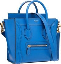 Celine Blue Leather Nano Luggage Tote Bag. Very Good.Condition. 8 Width x 7.5 Height x 4 Depth....