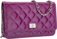 Chanel Purple Quilted Patent Leather Reissue Wallet on Chain Bag.with Silver Hardware. Very Good Condition. 7.5.Width...