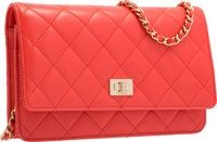Chanel Salmon Red Quilted Lambskin Leather Reissue Wallet on Chain.Bag with Gold Hardware. Excellent to Pristine Condition...