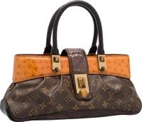 Louis Vuitton Natural Ostrich, Brown Python, Black Lizard.Classic Monogram Canvas Oskar Waltz Bag. Excellent.Condition...