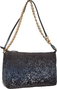 Louis Vuitton Navy Blue Sequin & Wool Reverie Pochette Bag..Pristine Condition. 11 Width x 7 Height x 3 Depth....