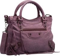 Balenciaga Murier Purple Lambskin Leather Classic First Bag..Excellent Condition. 13 Width x 7.5 Height x 2.5.Depth...
