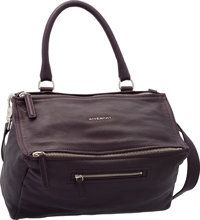 Givenchy Aubergine Purple Goat Leather Medium Pandora Bag..Excellent Condition. 13 Width x 7 Height x 6.Depth....
