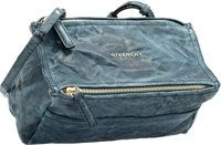 Givenchy Blue Distressed Leather Pandora Cross Body Bag..Pristine Condition. 9 Width x 5 Height x 4 Depth....