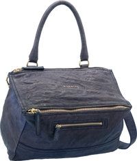 Givenchy Indigo Distressed Lambskin Leather Medium Pandora Bag with.Gold Hardware. Excellent Condition. 13 Width x 7...
