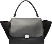 Celine Black Leather & Suede Trapeze Bag. Excellent.Condition. 13 Width x 9 Height x 8 Depth....