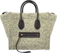Celine Green & Black Wool Phantom Luggage Tote Bag..Excellent Condition. 12 Width x 11 Height x 10.5.Depth....