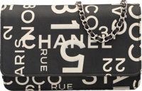 Chanel Black and White Canvas Wallet on Chain with Silver Hardware..Very Good Condition. 7.5 Width x 5 Height x 1 D...