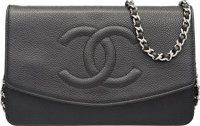 Chanel Black Caviar Leather Diana Wallet on Chain. Excellent.Condition. 7.5 Width x 5 Height x.5 Depth....