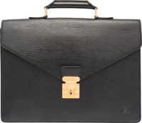 Louis Vuitton Black Epi Leather Conseiller Ambassadeur Briefcase.Bag. Good to Very Good Condition. 15 Width x 11.Hei...