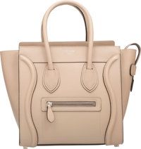 Celine Dune Beige Leather Micro Luggage Tote Bag. Pristine.Condition. 10 Width x 10 Height x 6 Depth....
