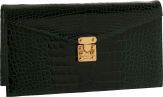 Lana Marks Shiny Emerald Alligator Large Concord Clutch Bag with.Gold Hardware, Two Straps, 9.5 x 5 x 2, Excellent Condition...