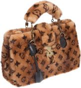 Louis Vuitton Extremely Limited Edition Monogram Mink, Shiny Black.Crocodile & Lambskin Leather Le Fabuleux Bag....