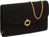Asprey Black Satin Evening Bag with Chain and Satin Strap....