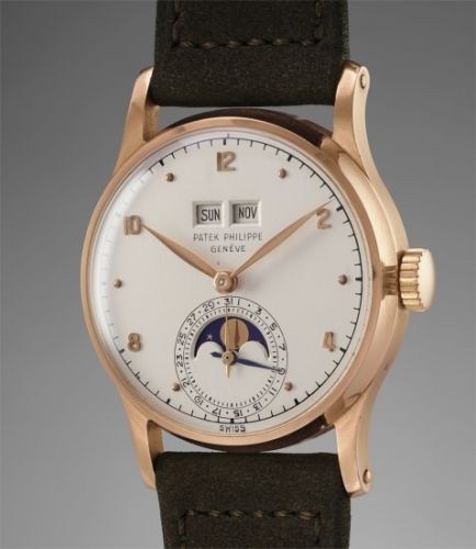 Patek Philippe Follow;Ref. 1526;An extremely well preserved, attractive and very rare pink gold perpetual calendar wristwatch with moonphases