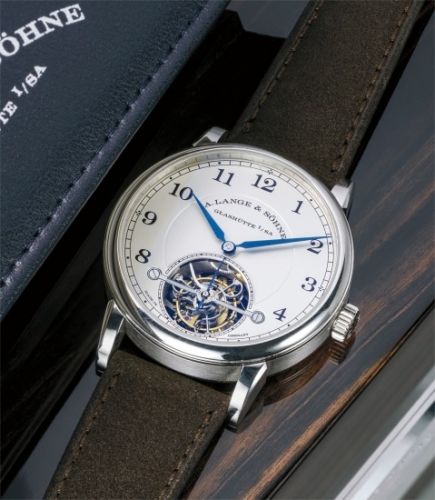 A. Lange & Söhne Follow;Ref. 730.025F;An attractive and fine limited edition platinum tourbillon wristwatch