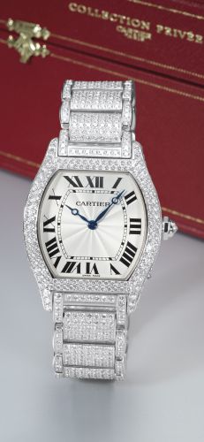 Cartier A MAGNIFICENT WHITE GOLD AND DIAMOND-SET WRISTWATCH WITH BRACELET REF 2497 CASE 374882MG TORTUE CIRCA 2010