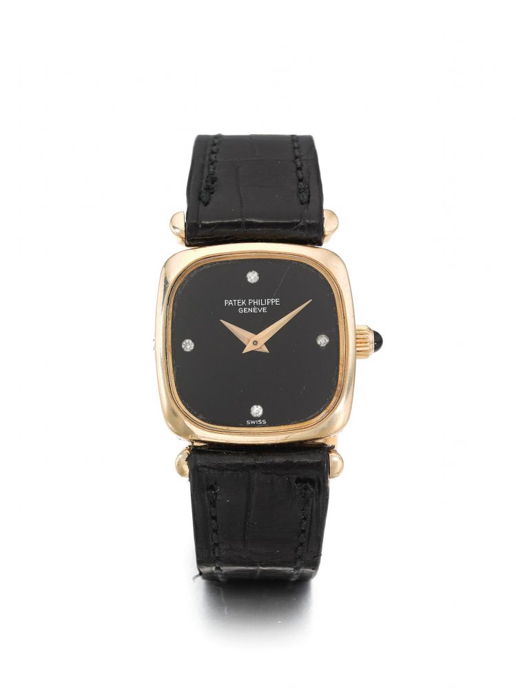 PATEK PHILIPPE | REF 4459, A YELLOW GOLD CUSHION FORM WRISTWATCH MADE IN 1979