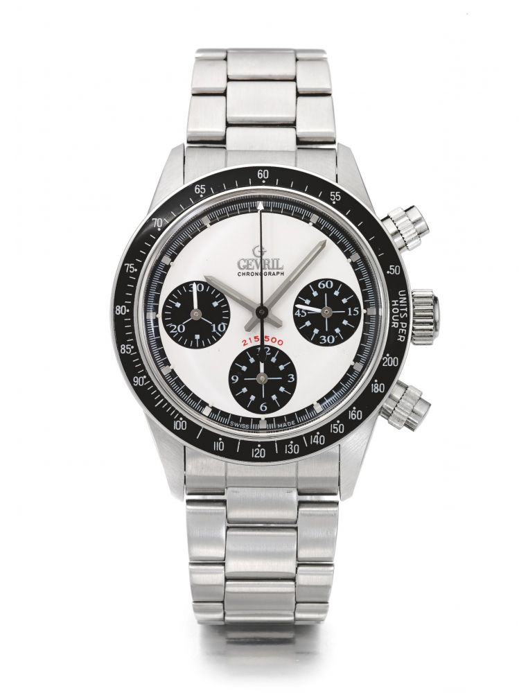 GEVRIL | TRIBECA, A STAINLESS STEEL AUTOMATIC CHRONOGRAPH WRISTWATCH WITH REGISTERS AND BRACELET CIRCA 2000