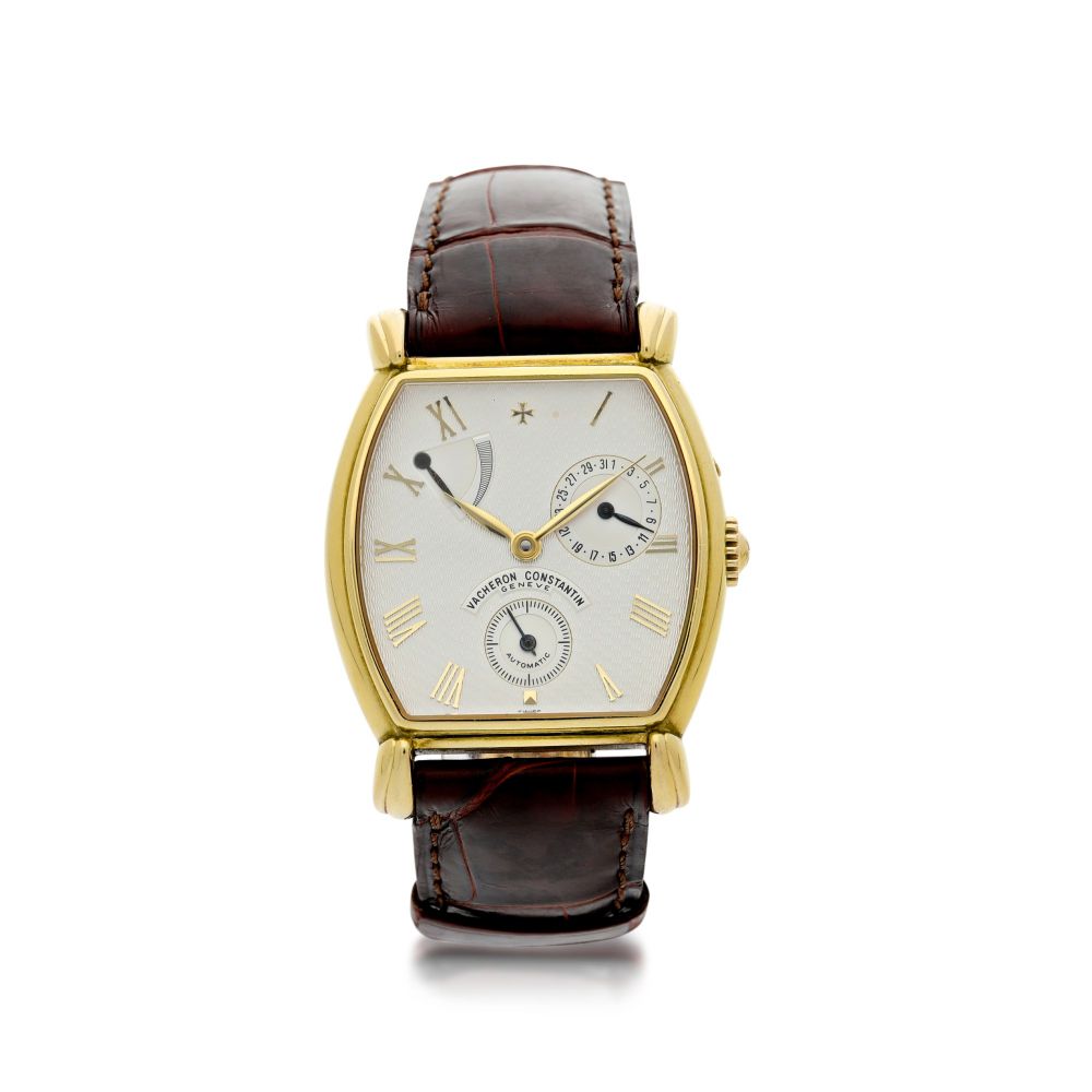 VACHERON CONSTANTIN | REFERENCE 47240/OOOJ-5 MADE TO COMMEMORATE THE 240TH ANNIVERSARY OF THE BRAND A YELLOW GOLD TONNEAU SHAPED AUTOMATIC WRISTWATCH WITH DATE AND POWER RESERVE, CIRCA 1995
