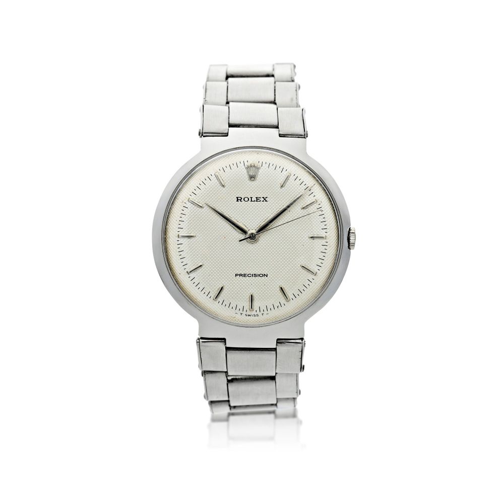 ROLEX | REFERENCE 9083 PRECISION A STAINLESS STEEL AUTOMATIC CENTER SECONDS WRISTWATCH WITH BRACELET, CIRCA 1959