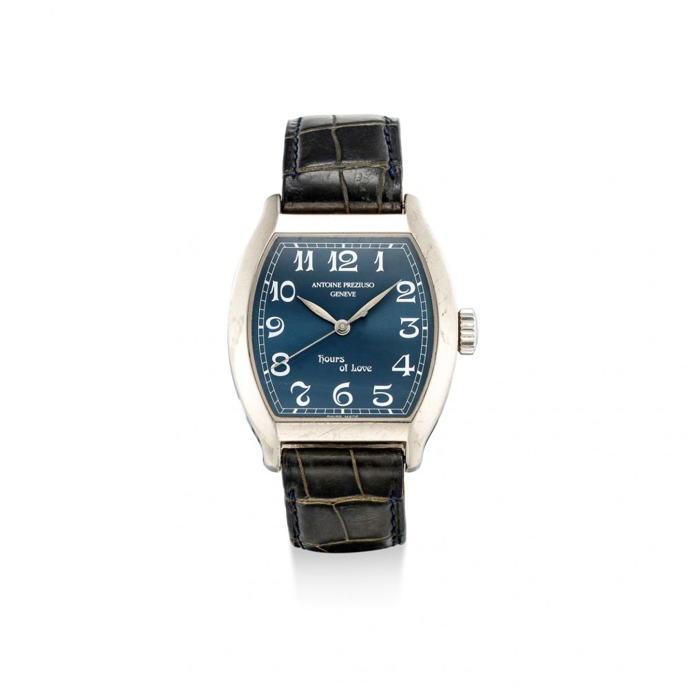 ANTOINE PREZIUSO | HOUR OF LOVE, A LIMITED EDITION WHITE GOLD WRISTWATCH WITH CONCEALED EROTIC AUTOMATON, CIRCA 2000
