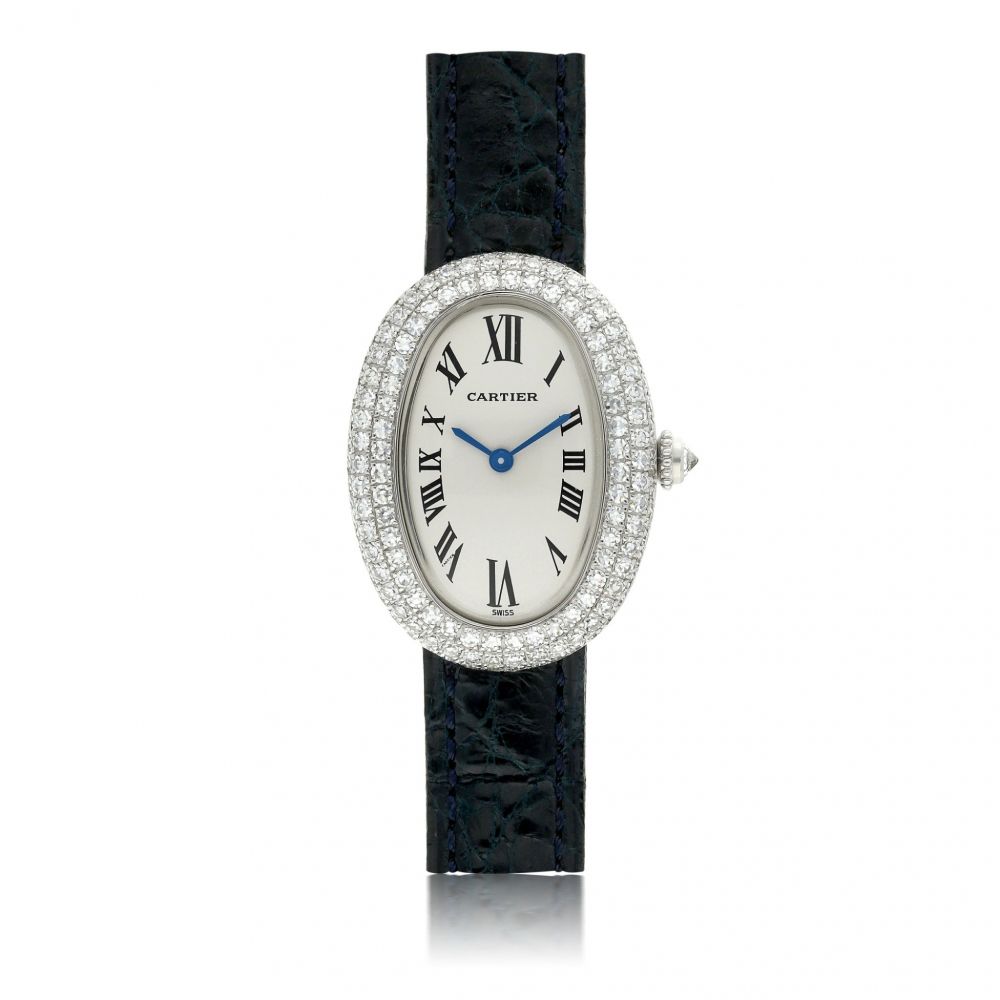 CARTIER | REF 1951 1 BAIGNOIRE, A LADY'S WHITE GOLD AND DIAMOND SET WRISTWATCH CIRCA 2000