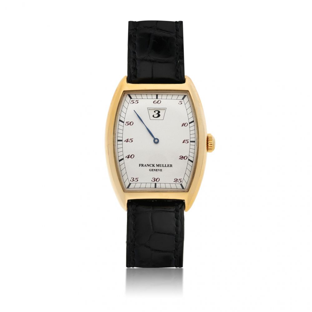 FRANCK MULLER | REF 2852 HS, A PINK GOLD TONNEAU FORM JUMP HOUR WRISTWATCH CIRCA 2000