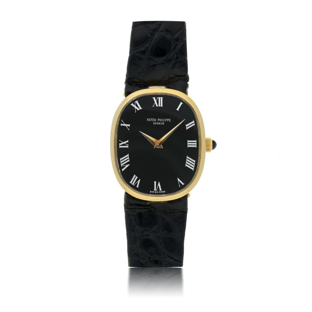 PATEK PHILIPPE | REF 3748/900 ELLIPSE, A YELLOW GOLD OVAL WRISTWATCH CIRCA 1985