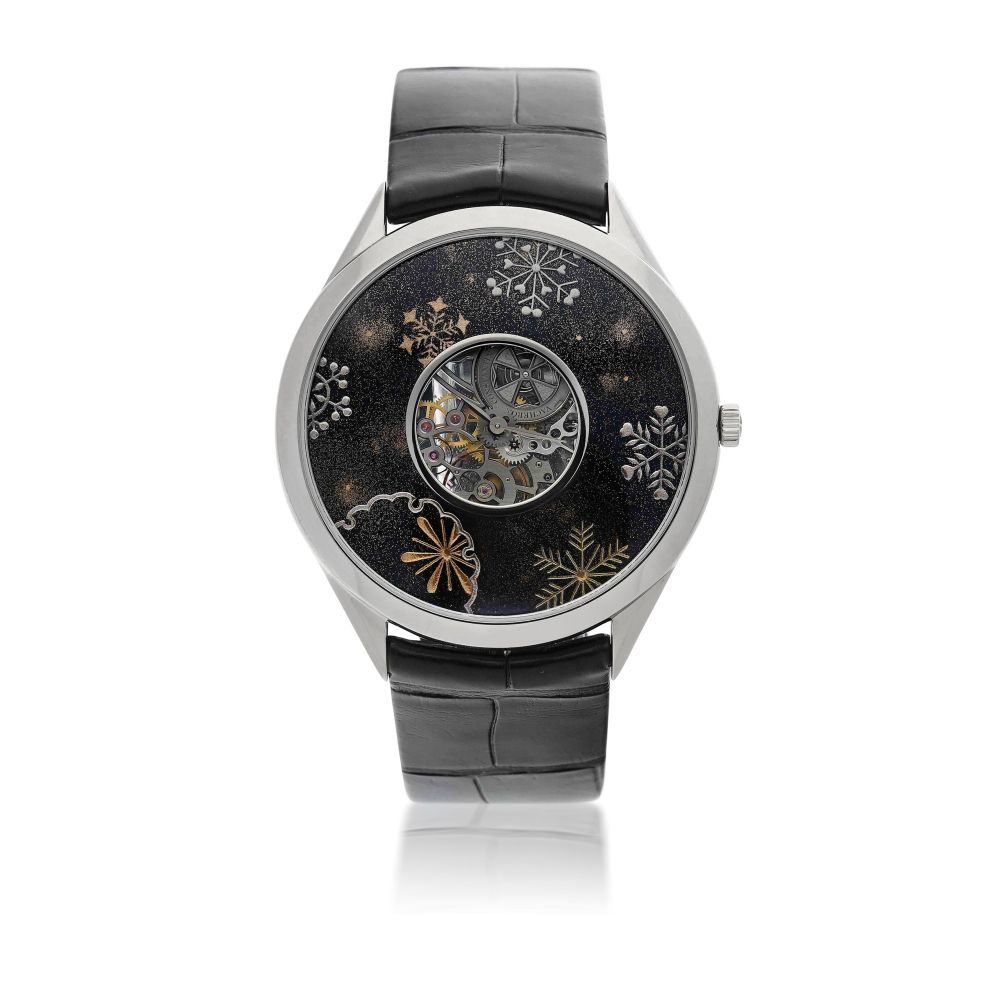 VACHERON CONSTANTIN | REFERENCE 33222/000R-9706 MÉTIERS D'ART 'YUKIMI' A LIMITED EDITION WHITE GOLD SEMI SKELETONIZED WRISTWATCH WITH JAPANESE LACQUER DIALS, CIRCA 2012