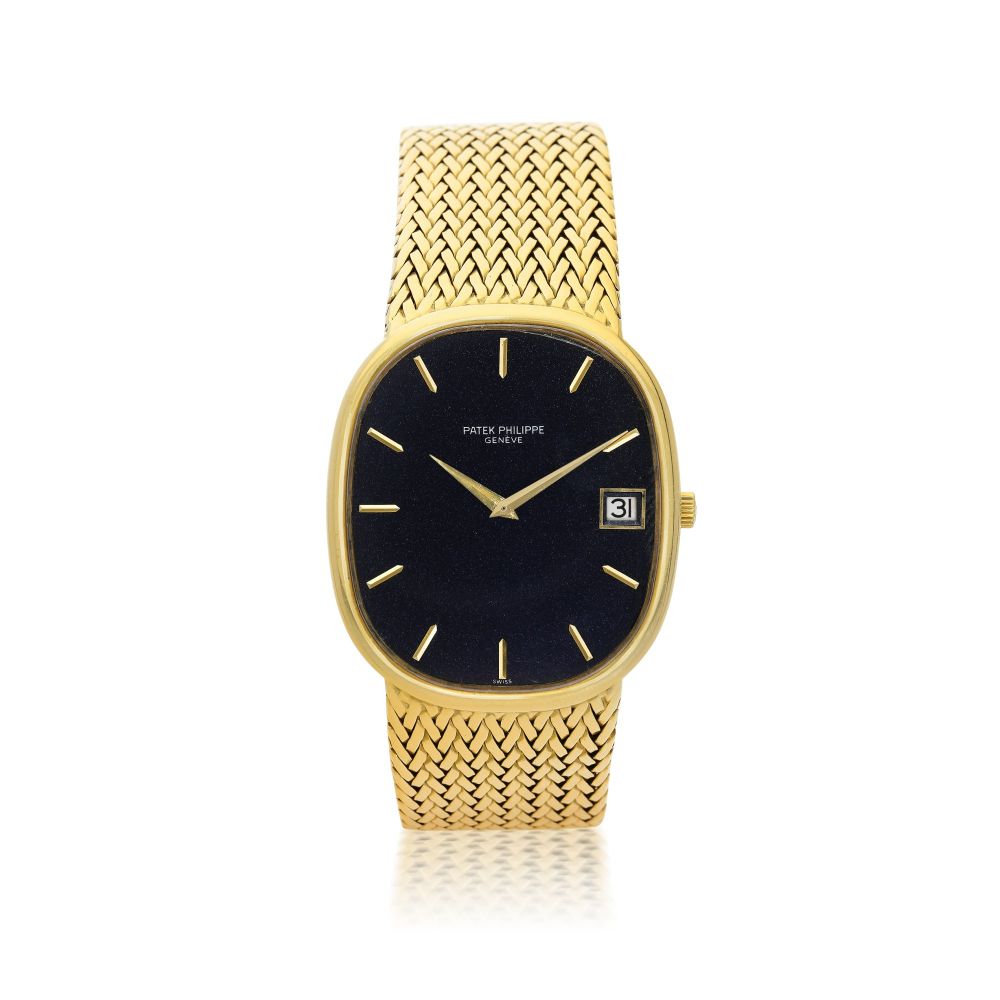 PATEK PHILIPPE | REFERENCE 3605/1 ELLIPSE A YELLOW GOLD OVAL AUTOMATIC BRACELET WATCH WITH DATE, MADE IN 1977