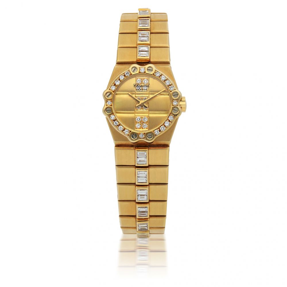 CHOPARD | ST MORITZ, REF 5156 YELLOW GOLD AND DIAMOND-SET BRACELET WATCH CIRCA 1985