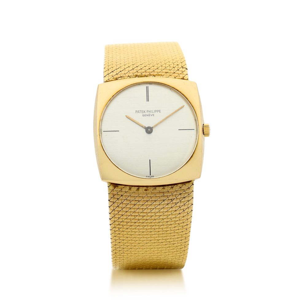 PATEK PHILIPPE | REFERENCE 3523/1 A YELLOW GOLD SQUARE-SHAPED BRACELET WATCH, MADE IN 1965