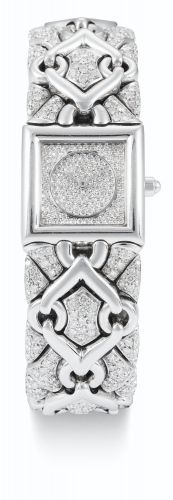 Bulgari.A WHITE GOLD AND DIAMOND-SET SQUARE BRACELET WATCH TRIKA CIRCA 1998