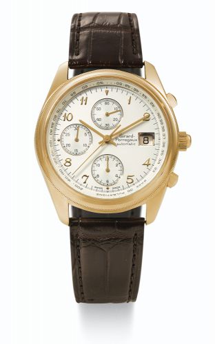 Girard-Perregaux.A PINK GOLD AUTOMATIC CHRONOGRAPH WRISTWATCH WITH REGISTERS AND DATE REF 4910 NO 461 CIRCA 2000