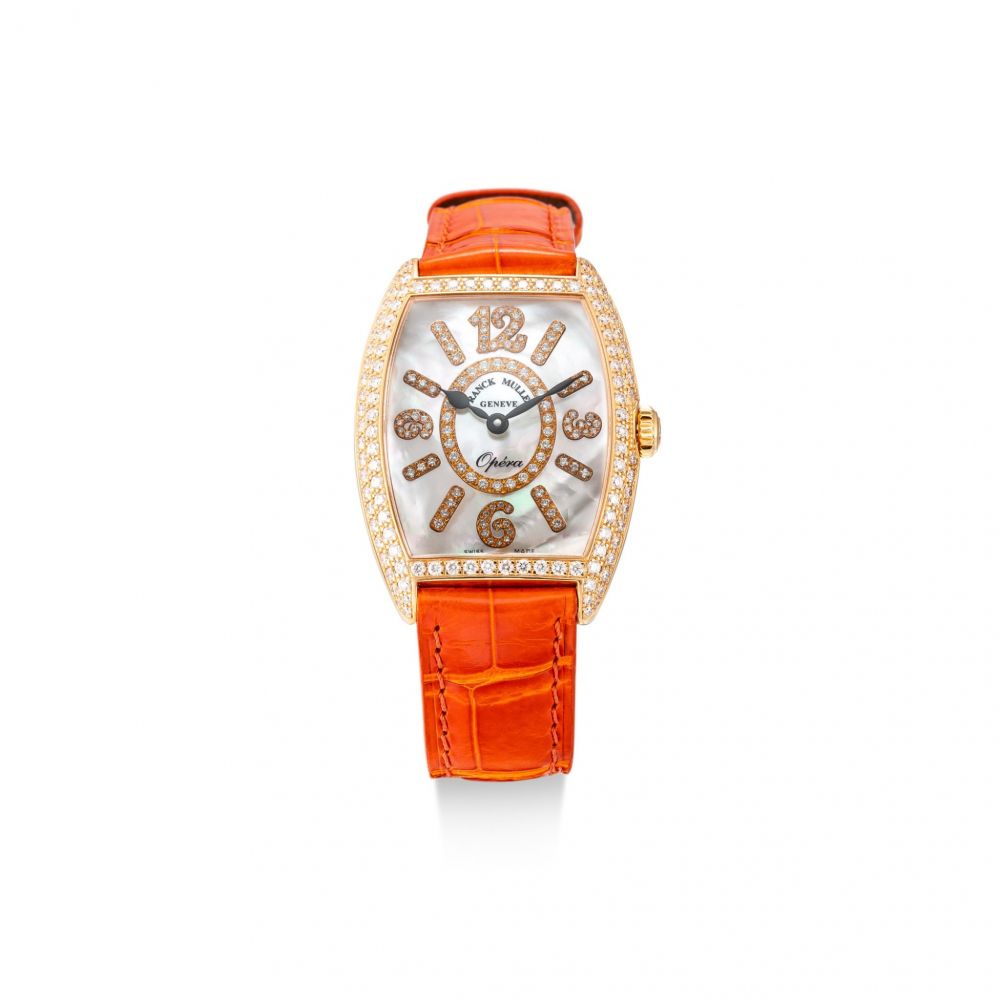 FRANCK MULLER | OPÉRA, REFERENCE 7502 QZ OPERA MOP D CD, A PINK GOLD AND DIAMOND-SET WRISTWATCH WITH MOTHER-OF-PEARL DIAL, CIRCA 2014