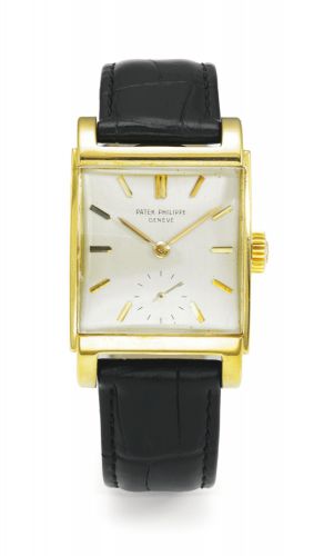 Patek Philippe.A YELLOW GOLD SQUARE WRISTWATCH REF 2476 MVT 976181 CASE 516048 MADE IN 1956