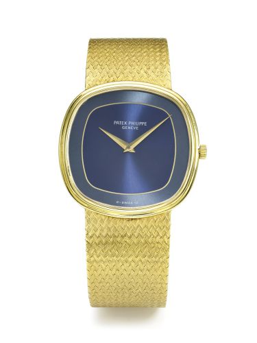 Patek Philippe.A YELLOW GOLD AUTOMATIC CUSHION-FORM BRACELETWATCH REF 3862/1 MVT 1192491 CASE 2787542 MADE IN 1980
